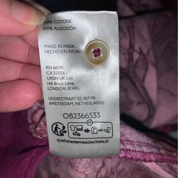 Pilcro corduroy button down Peter Pan collar short sleeve Keira pink dress S - Picture 8 of 11